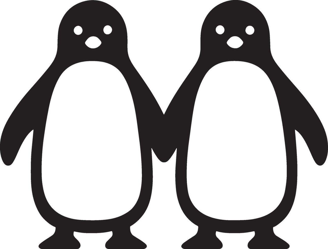 Two penguins holding hands symbol of love, Penguin couple cute romantic design vector