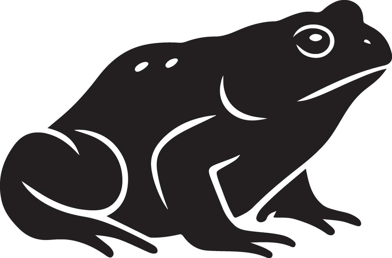 Simple frog silhouette black, Minimal frog design black white art vector