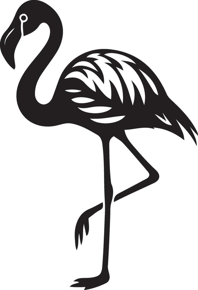 Elegant black and white flamingo silhouette, Flamingo in elegant pose minimal style vector