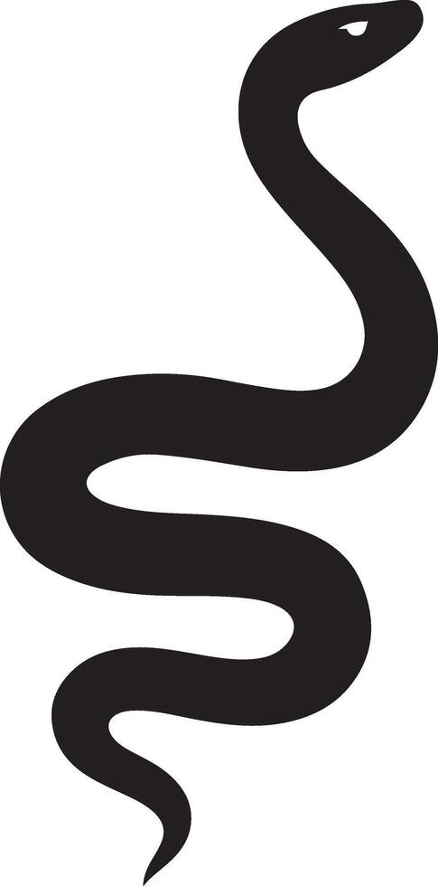 Black snake silhouette simple design, Serpent flat illustration black and white vector
