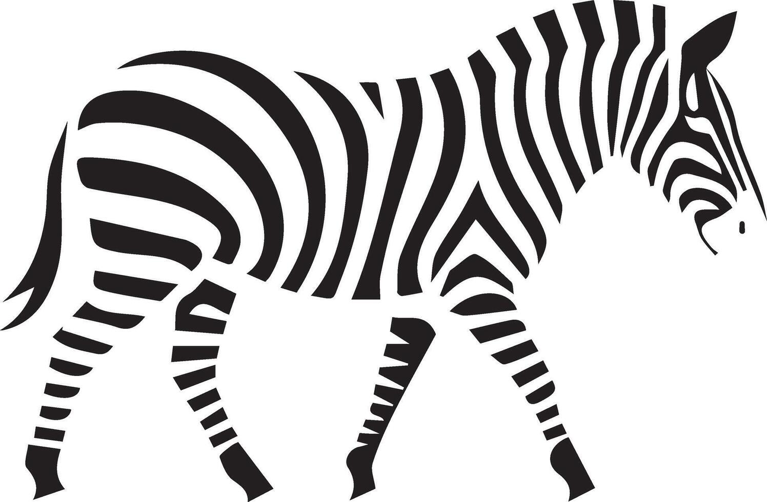 Stylish zebra black white silhouette, Elegant zebra animal bold contrast vector