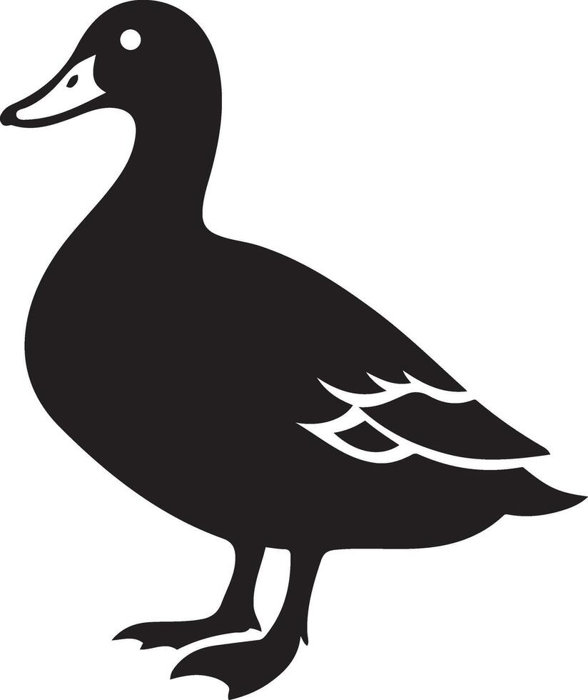 Duck silhouette black and white, Simple duck profile minimalist design vector