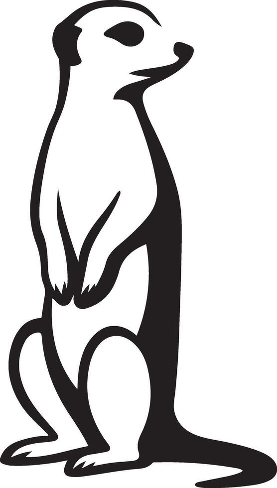 Meerkat black and white illustration clean, Minimal meerkat graphic profile vector