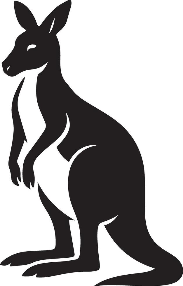 Profile view kangaroo silhouette black, Kangaroo standing in side pose design vector