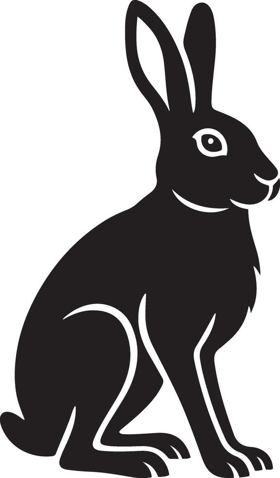 Rabbit illustration silhouette, Bunny shape bold black design vector