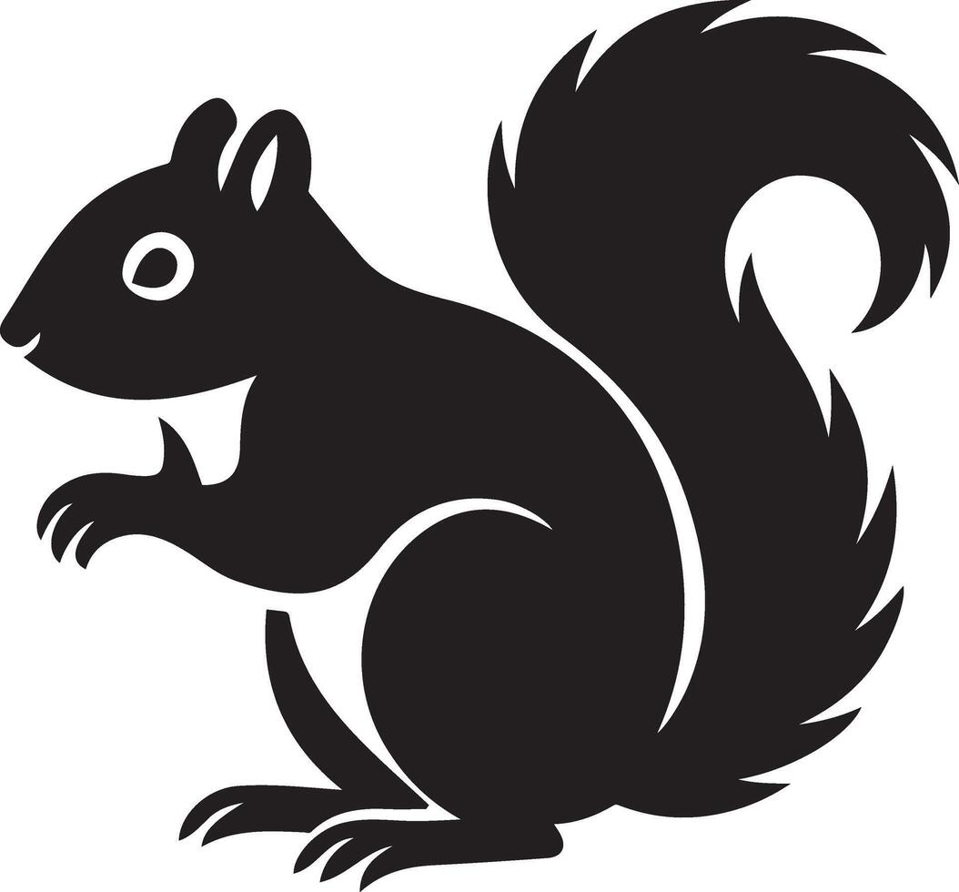 Simple squirrel silhouette artwork, Minimal forest animal black design vector