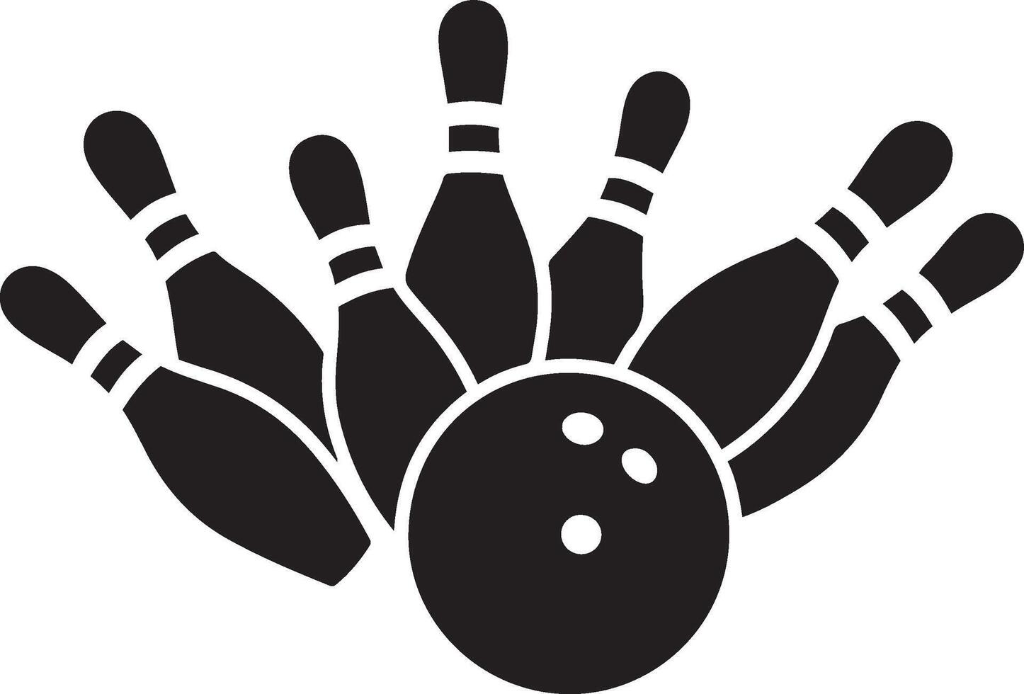 Bowling pins and ball fun graphic icon, Simple sports flat outline vector