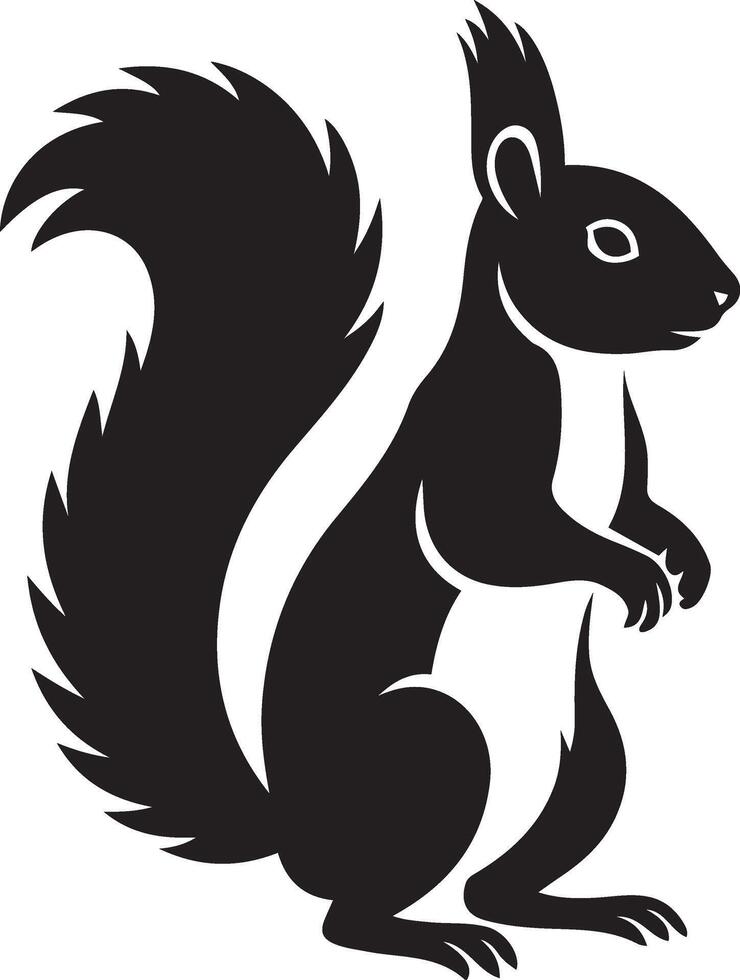 Squirrel wildlife silhouette design, Nature themed squirrel black artwork vector