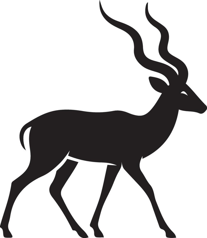 Nyala antelope silhouette graphic, animal in motion art vector