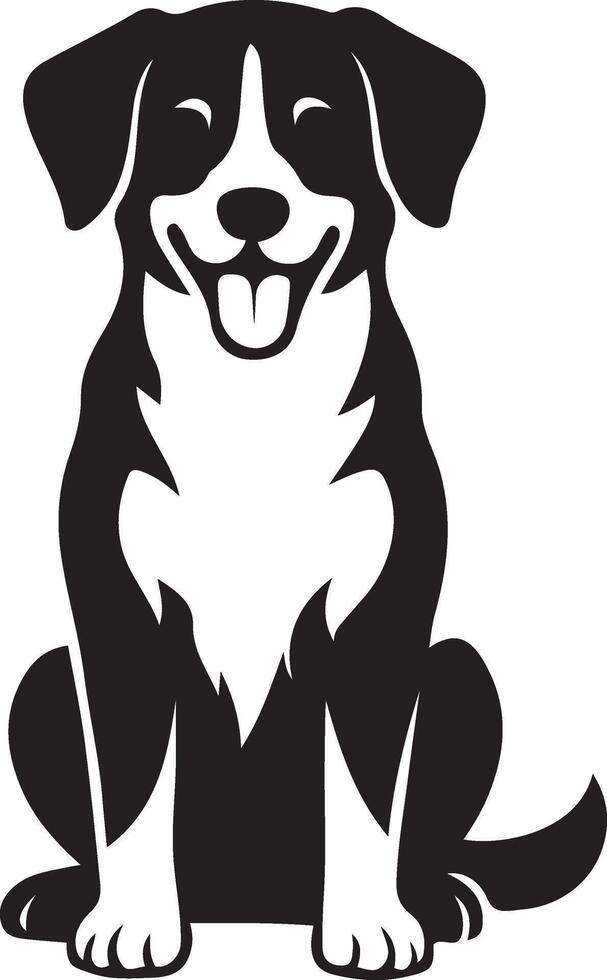 Cartoon style Swiss mountain dog sitting, Happy Swiss mountain dog silhouette vector