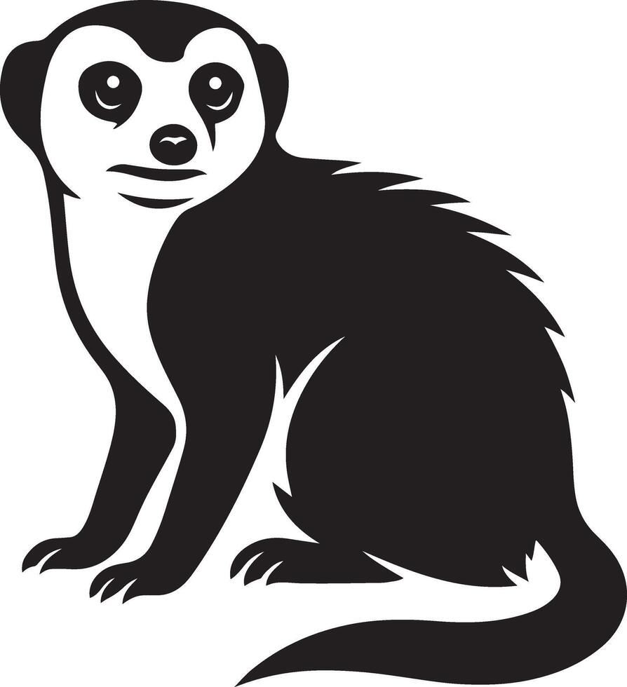 Meerkat simple black and white shape, Clean silhouette of meerkat standing vector