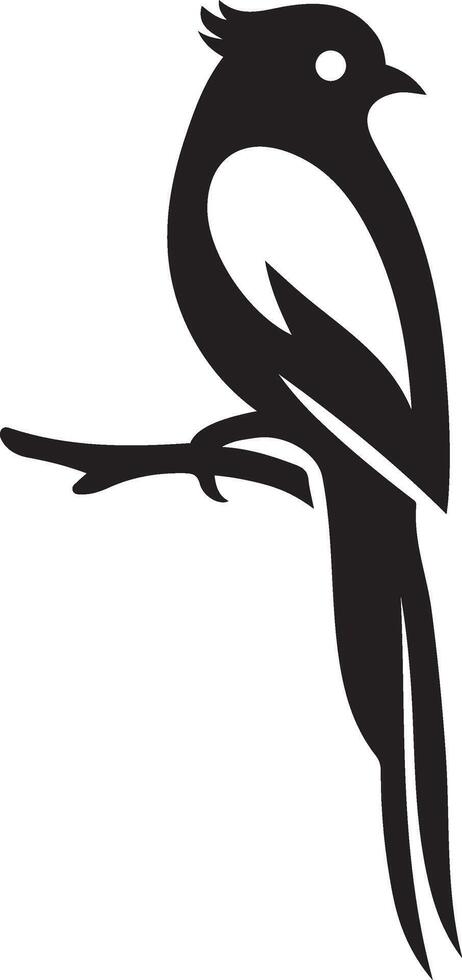 Perched bird silhouette, elegant bird on branch graphic vector