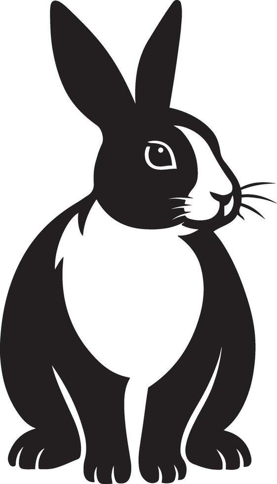 Black and white rabbit silhouette design, Clean rabbit silhouette for design use vector