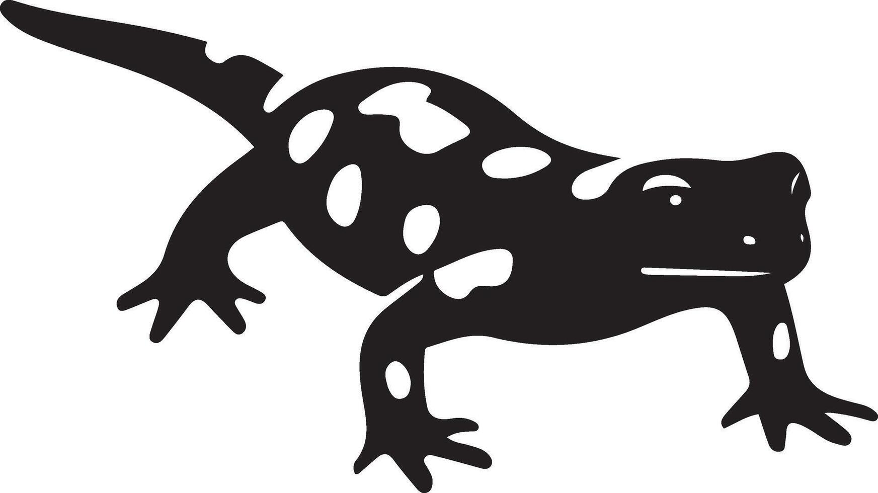 Spotted salamander simple black figure, Amphibian black outline flat drawing vector