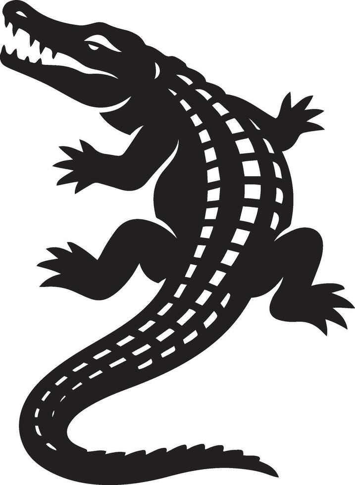Bold crocodile silhouette animal design, Strong reptile silhouette black shape vector