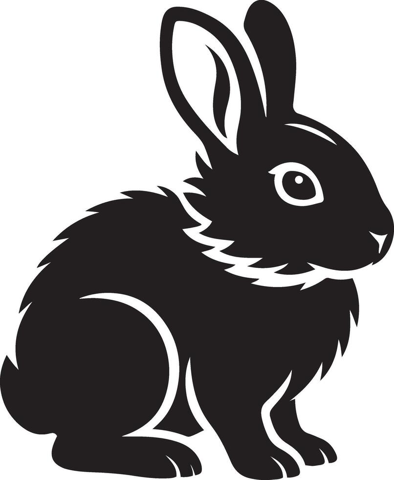 Cute rabbit black design, Happy bunny silhouette for projects vector