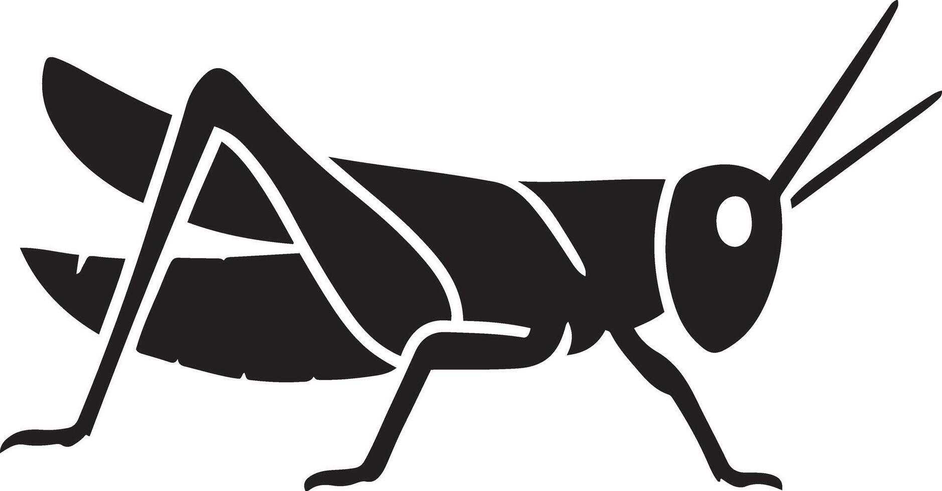 Grasshopper silhouette black illustration, Insect graphic simple black design vector