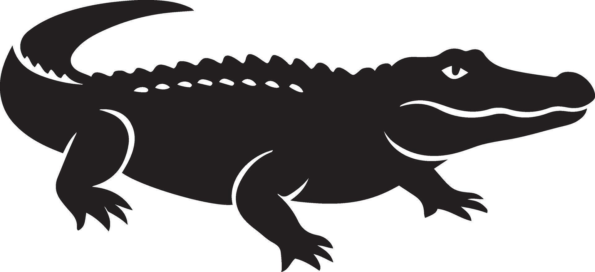 Alligator silhouette simple bold design, Reptile profile flat graphic style vector