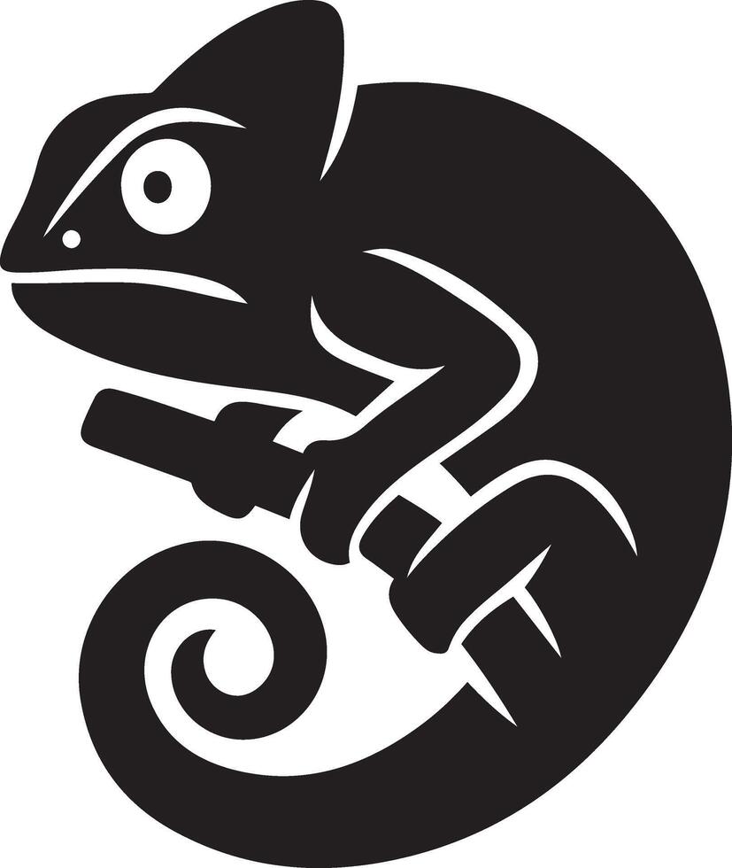 Chameleon silhouette design, simple reptile graphic vector