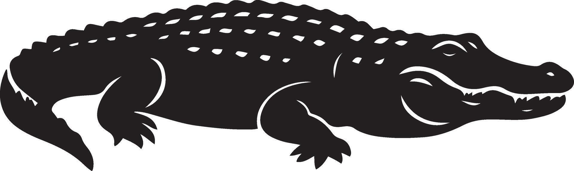 Majestic alligator silhouette bold style, Reptile animal graphic black design vector