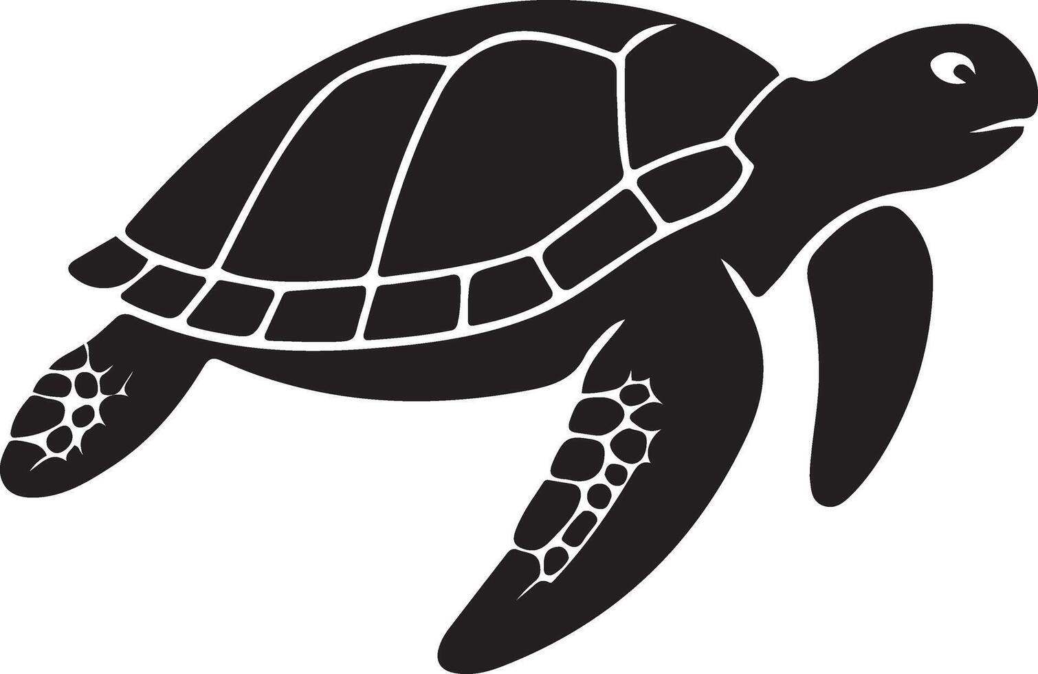 Simple sea turtle silhouette flat black, Clean turtle oceanic design vector