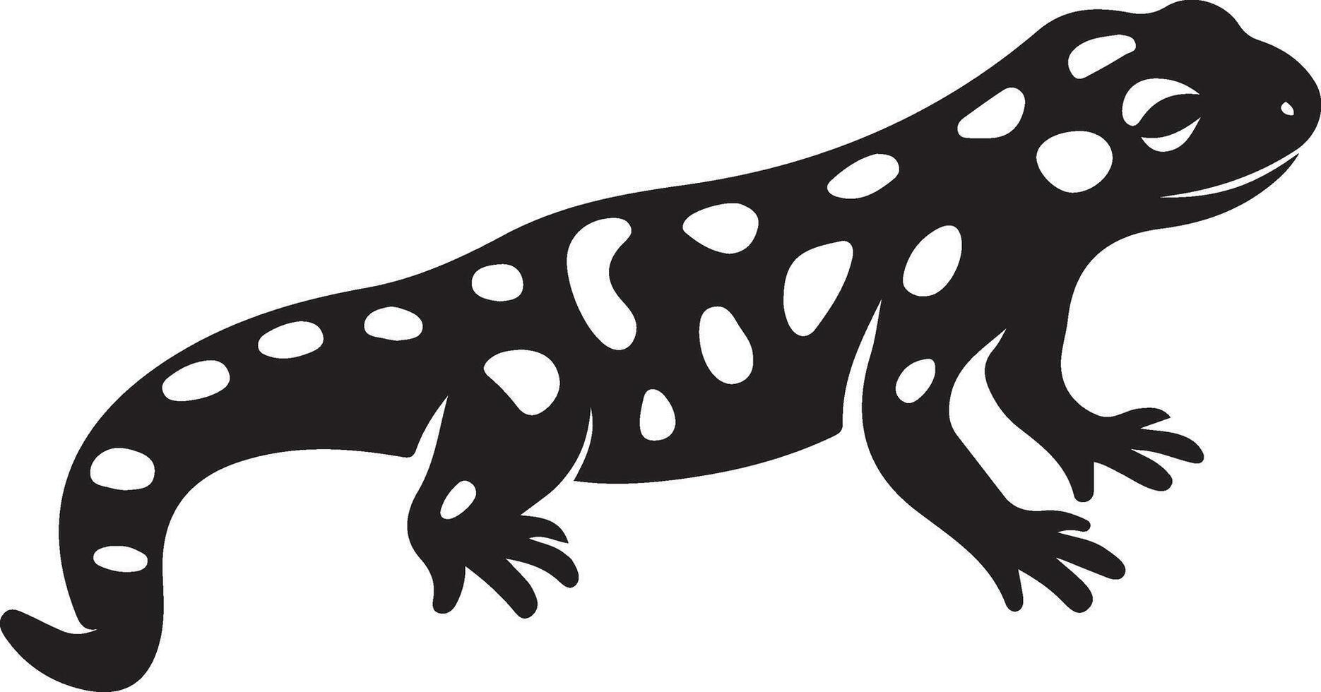 Spotted salamander in black and white, Amphibian silhouette minimal clean style vector