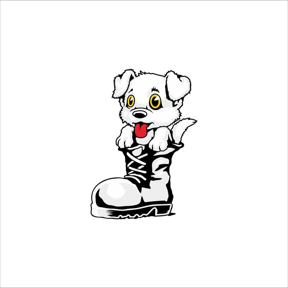 Cartoon puppy in a boot illustration vector