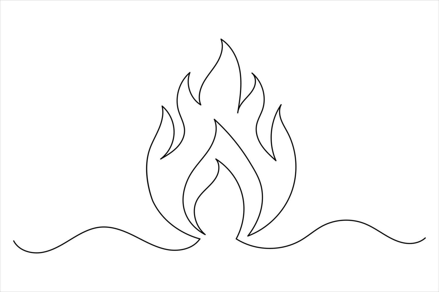 Minimalist flame icon single line sketch vector