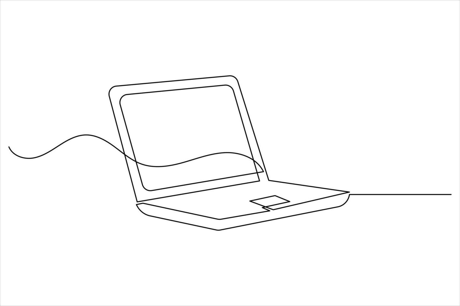 Laptop computer continuous line art vector
