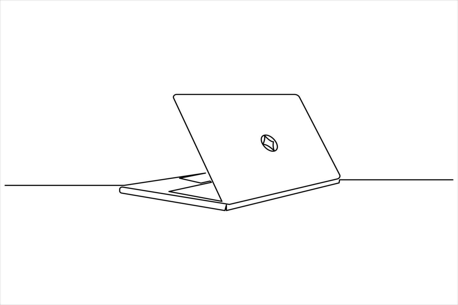 Laptop computer minimalist outline illustration vector