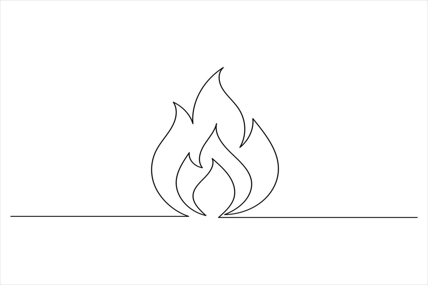 Fire symbol one line sketch minimalist look vector