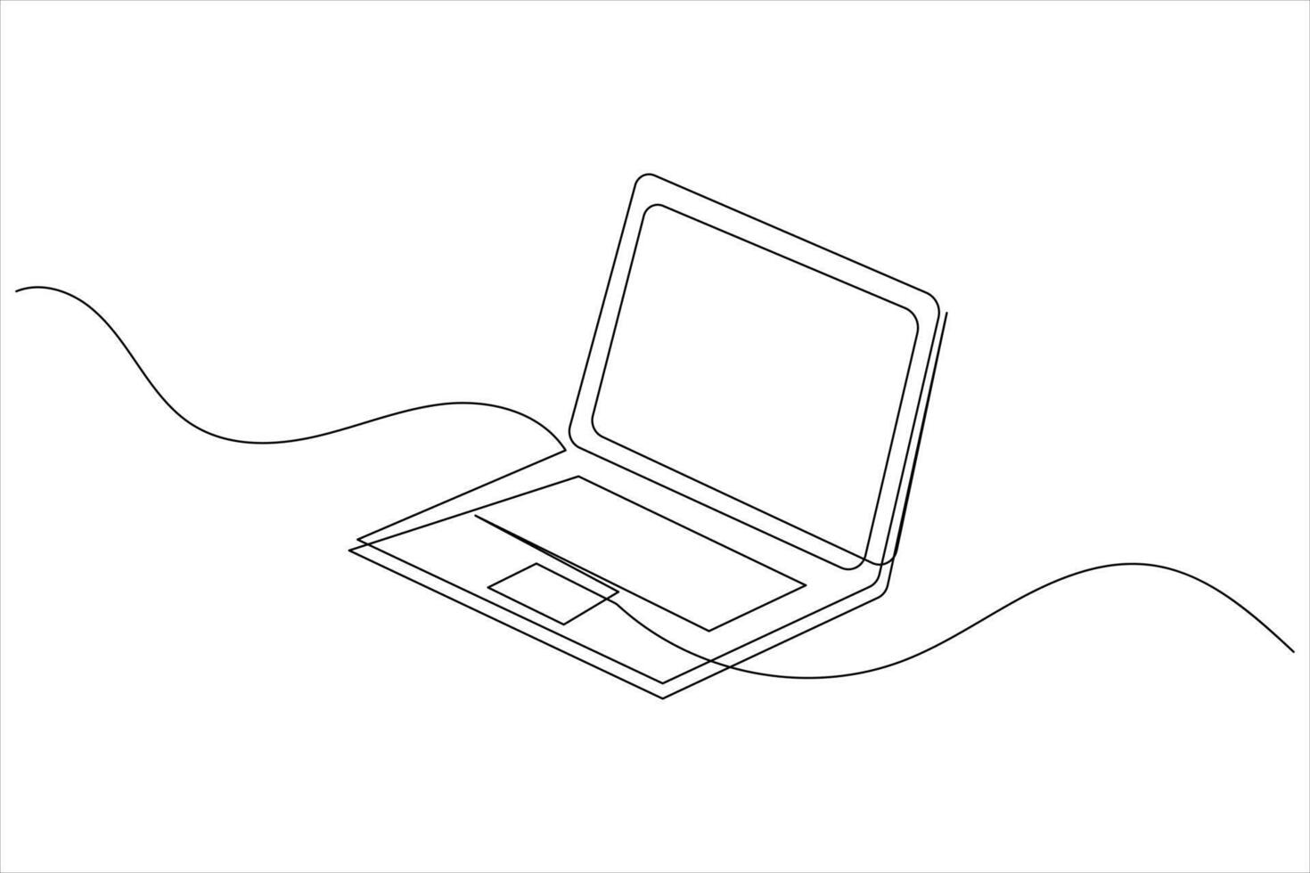 Laptop computer stylish linear drawing vector