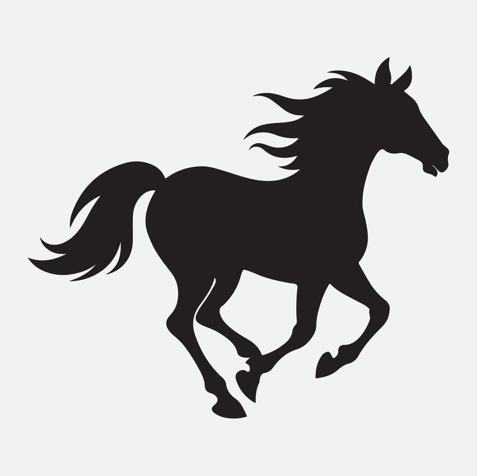Running classic Horse on two legs silhouette art image illustration vector