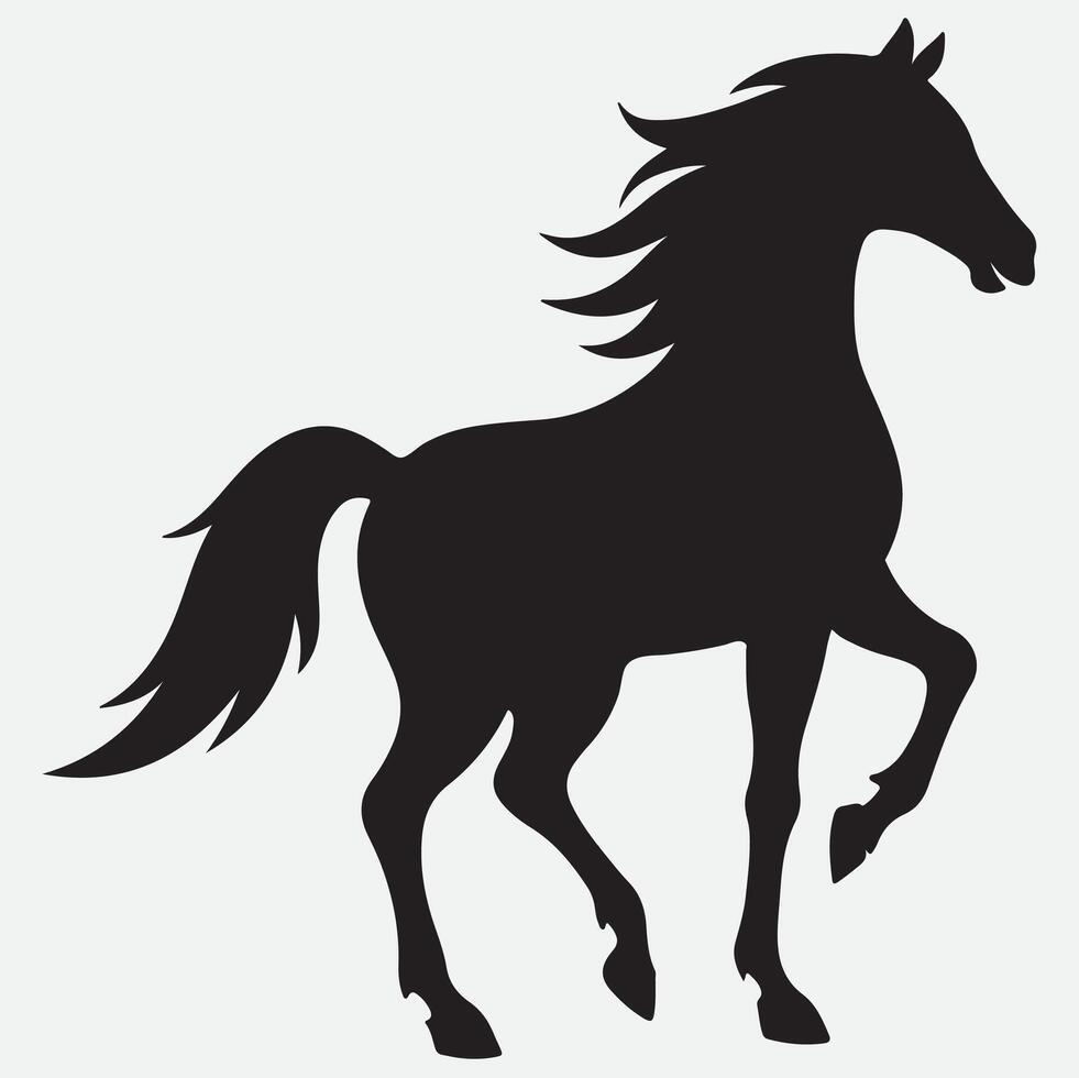Standing classic Horse on two legs silhouette image clipart vector