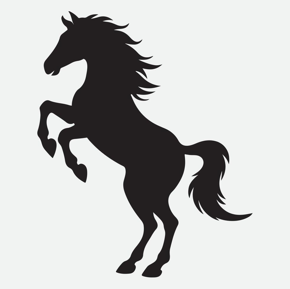 Jumping Horse on two legs silhouette icon clipart illustration vector