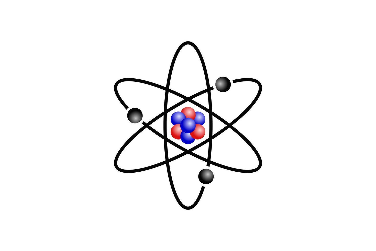 illustration of an atom with nucleus electron neutron proton vector