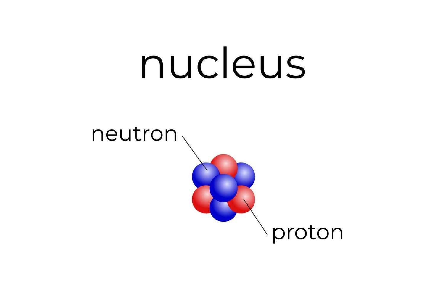 illustration of nucleus with proton and elektron with name vector