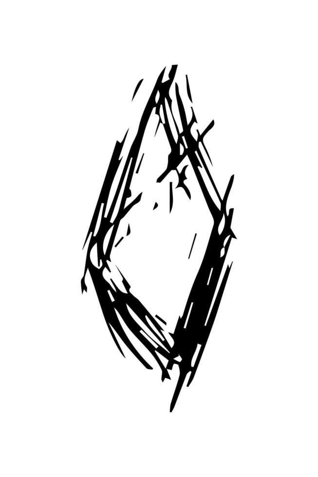 Rough sketch of sparkle. Hand drawn rhombus icon. vector