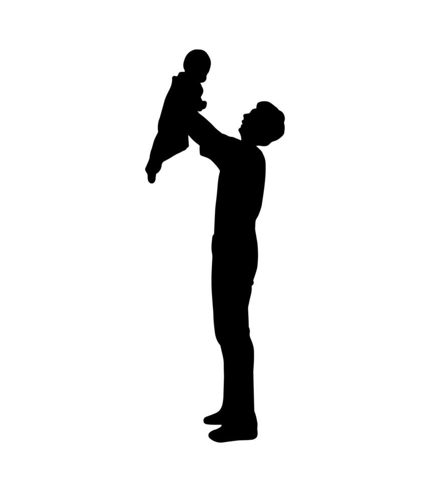 Father holding baby boy. vector