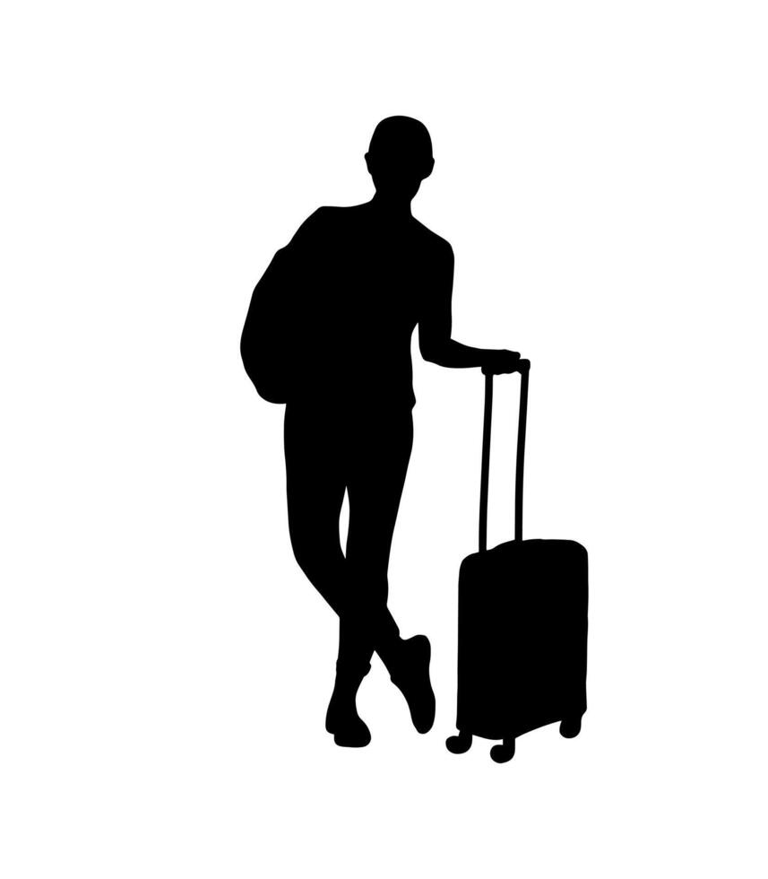 Travel silhouette. Tourist shadow shape. vector