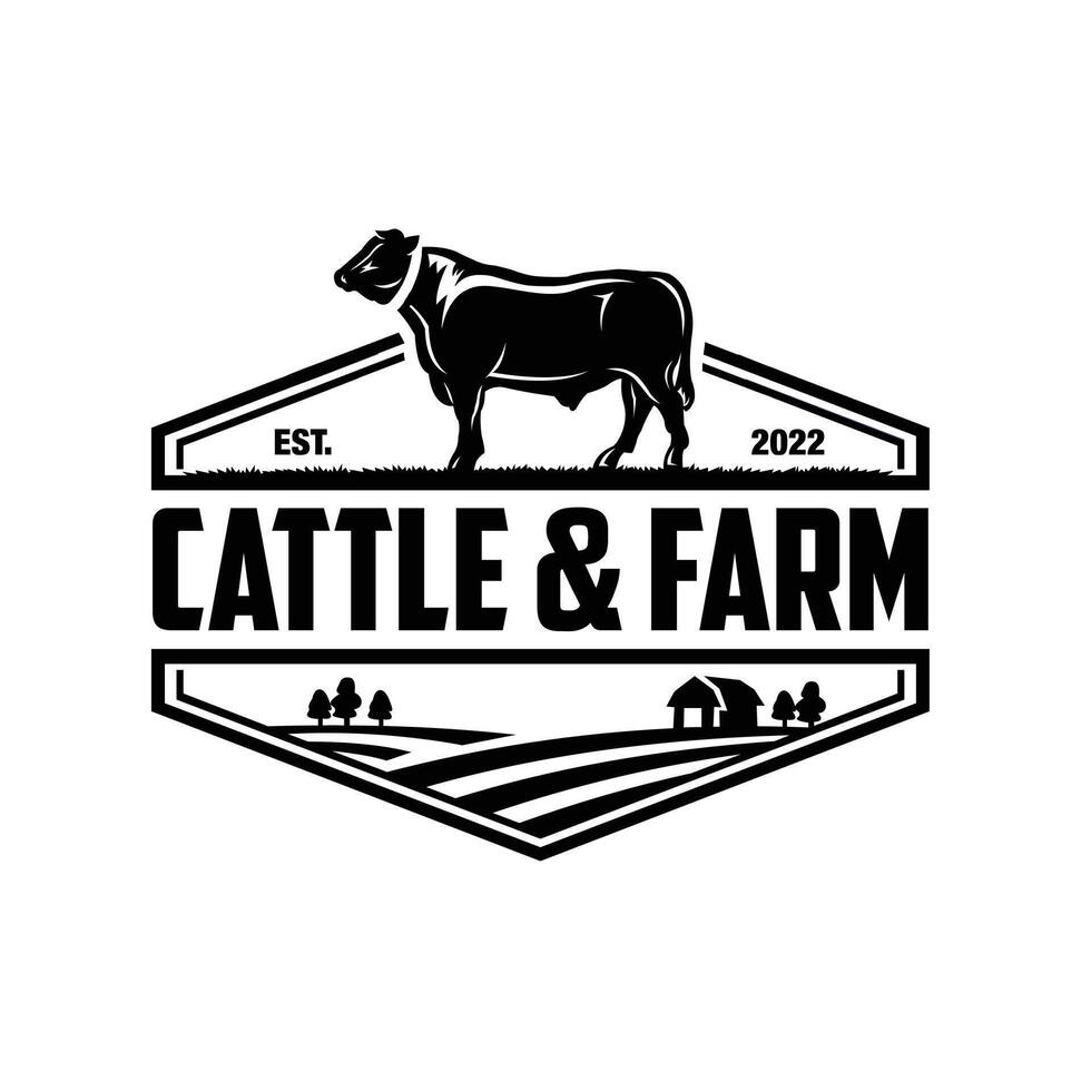 Cattle farm cow ranch logo emblem isolated vector