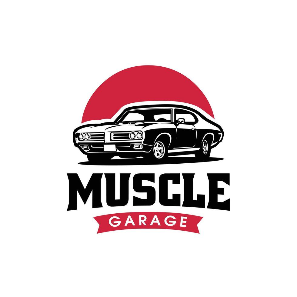 Classic Muscle Car Garage Logo Isolated vector