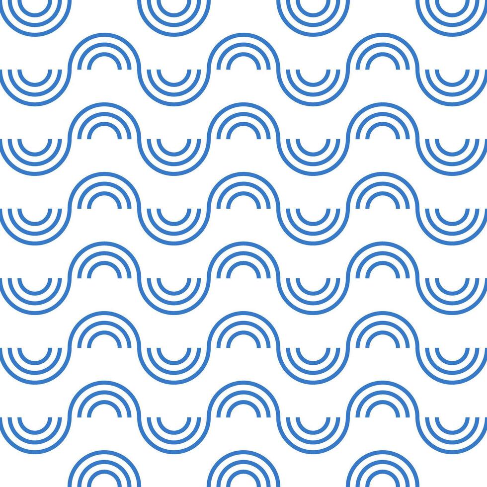 Seamless pattern of blue semi circle lines on a white background. vector