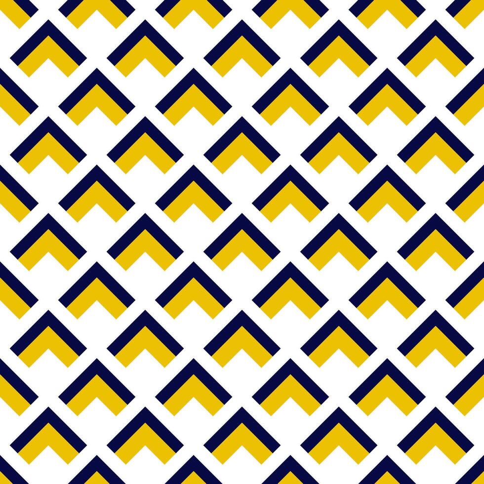 Repeating geometric pattern consisting of yellow and blue chevrons on a white background. vector