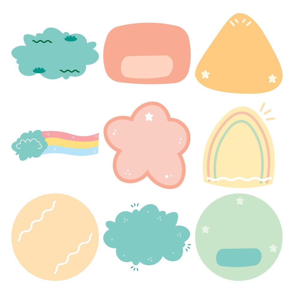 Cute Handdrawn Pastel Shape Cloud Rainbow Element Decorative Graphic vector