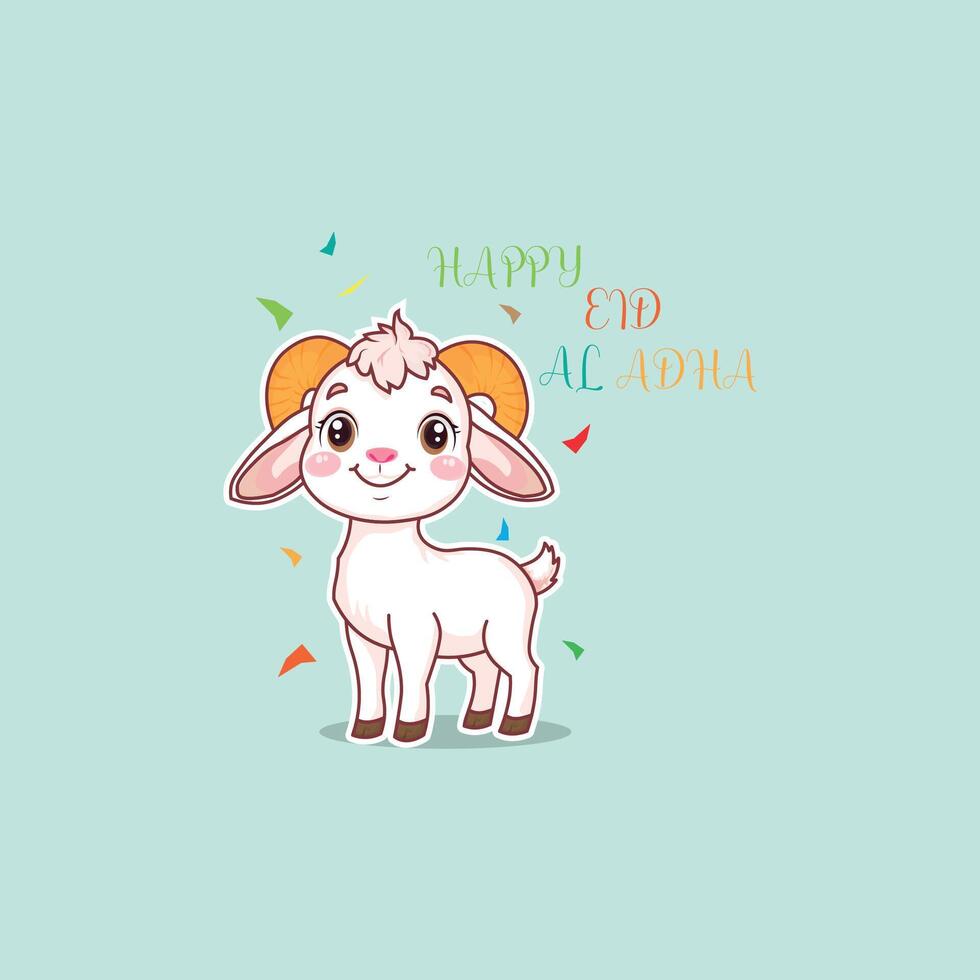 Happy Eid Al Adha Cartoon Goat Illustration vector