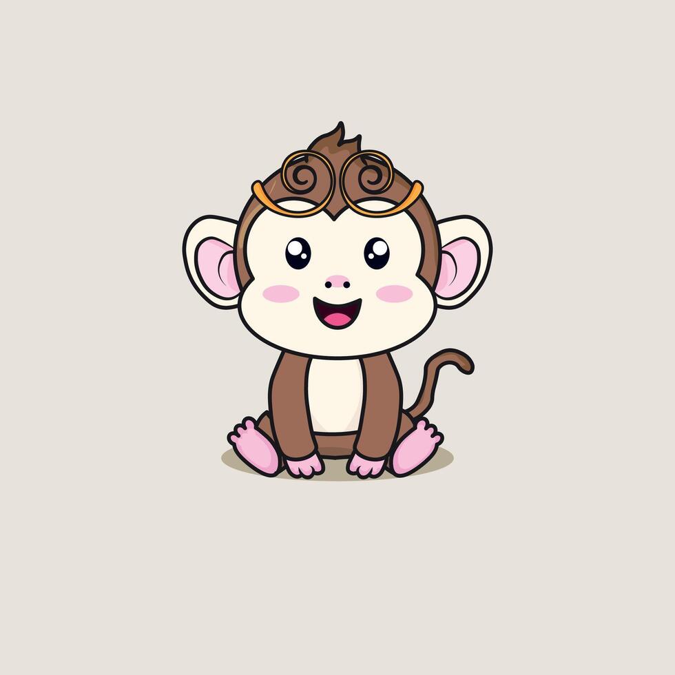 Cute Cartoon Monkey with Golden Headpiece vector