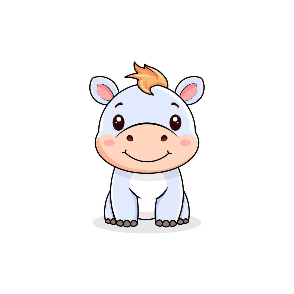 Cute Baby Hippo Sitting Illustration vector