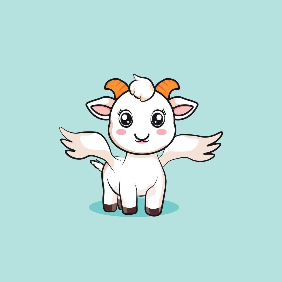 Cute cartoon flying goat vector