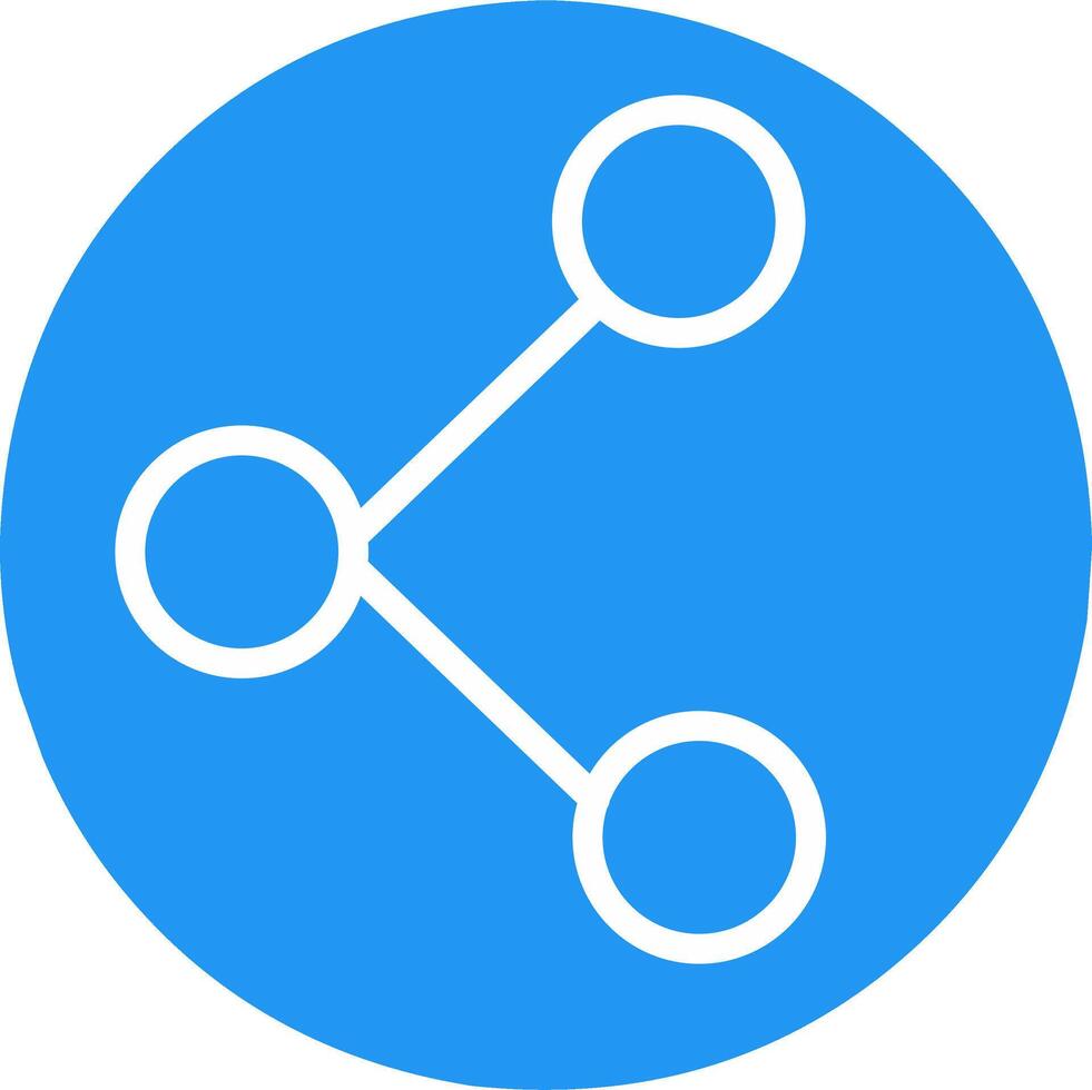 Network sharing link connection symbol sign icon. Flat outline design. Blue round background. vector
